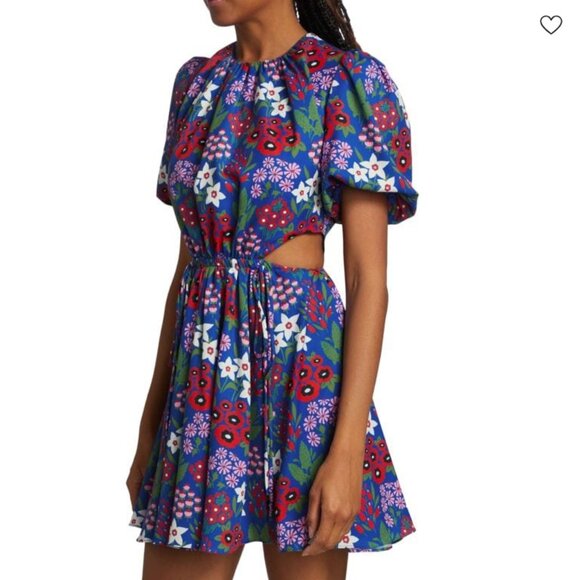 AMUR Katy Cutout Mini Dress in Blue Vintage Floral Explosion NWT - Picture 2 of 10